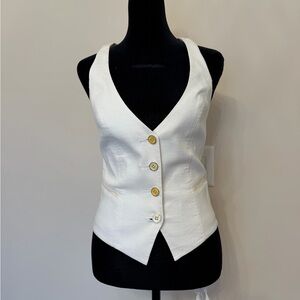 bebe White Button-Front Vest Top